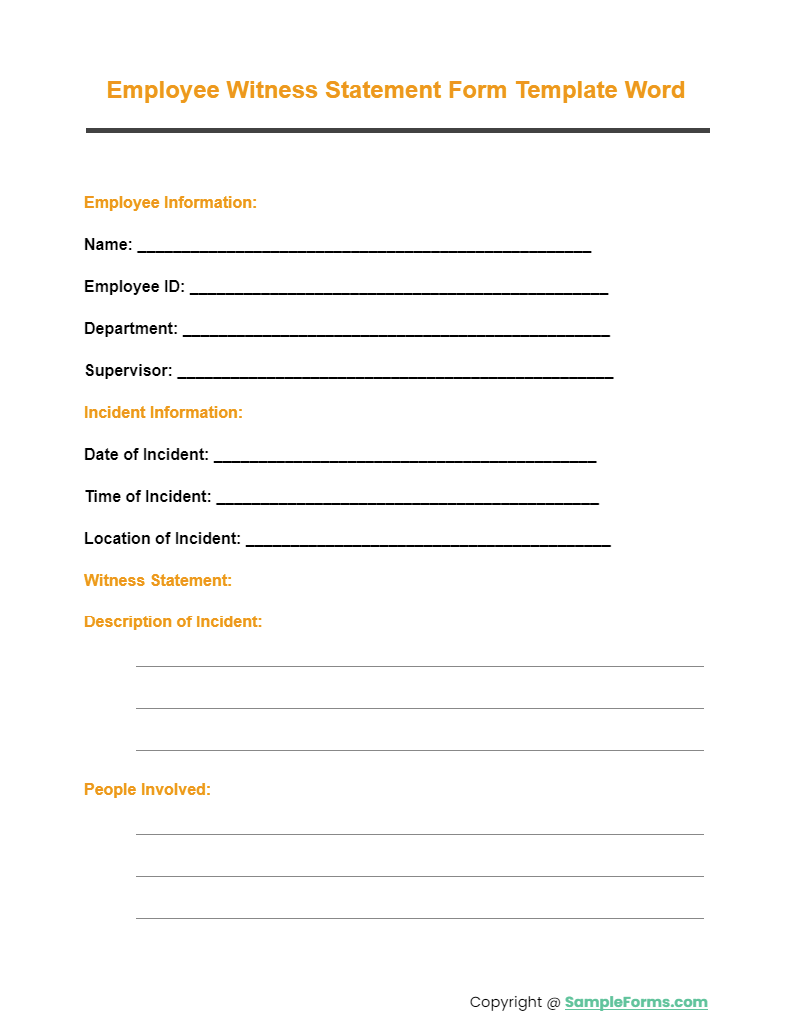 employee witness statement form template word