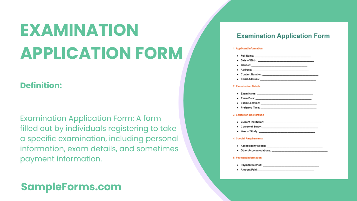 examination application form