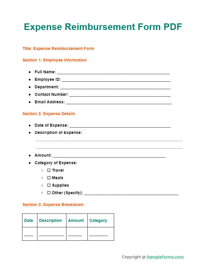 expense reimbursement form pdf