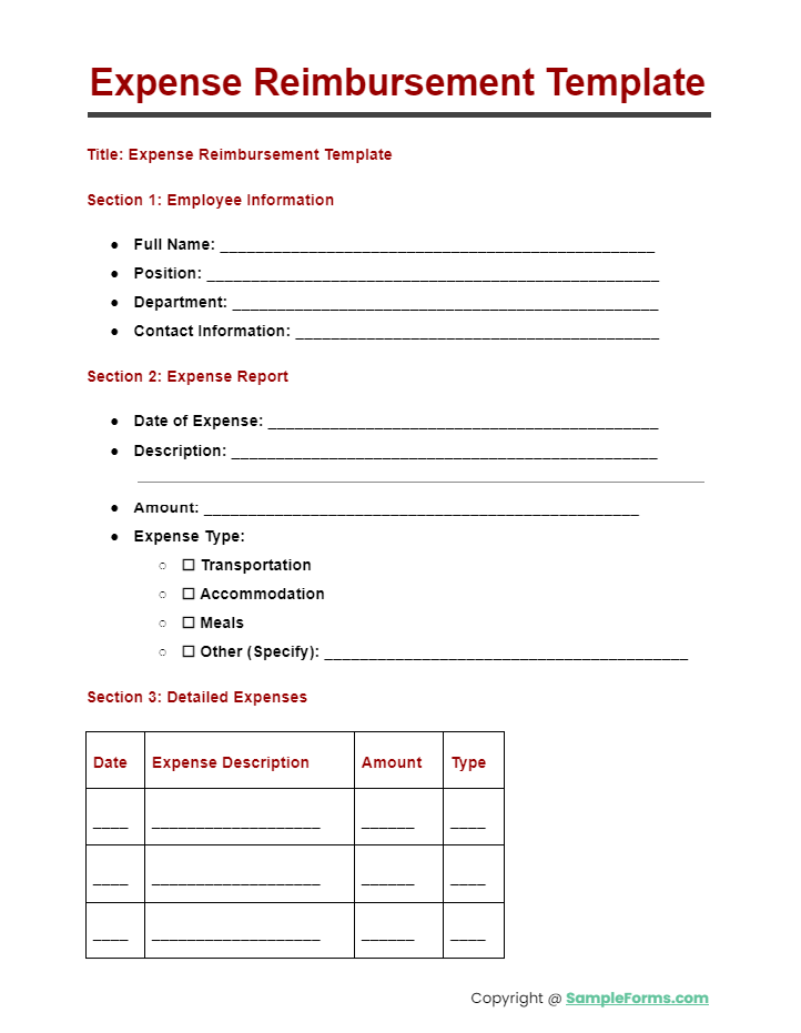 expense reimbursement template