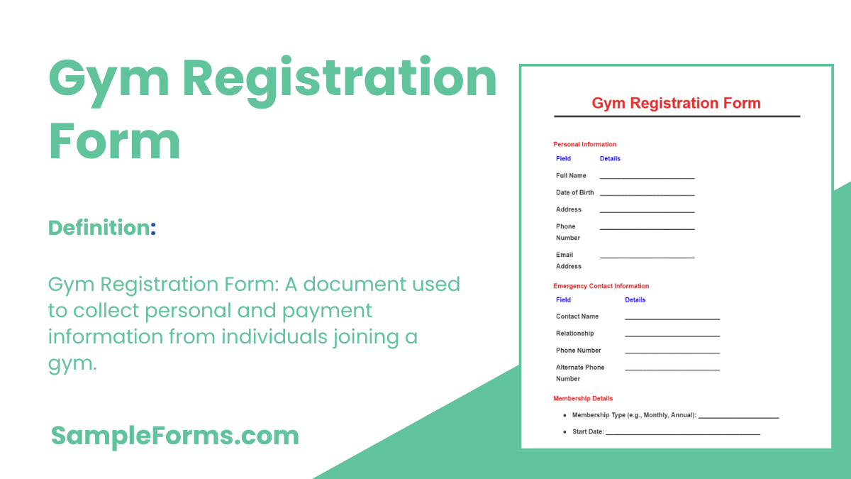 gym registration form