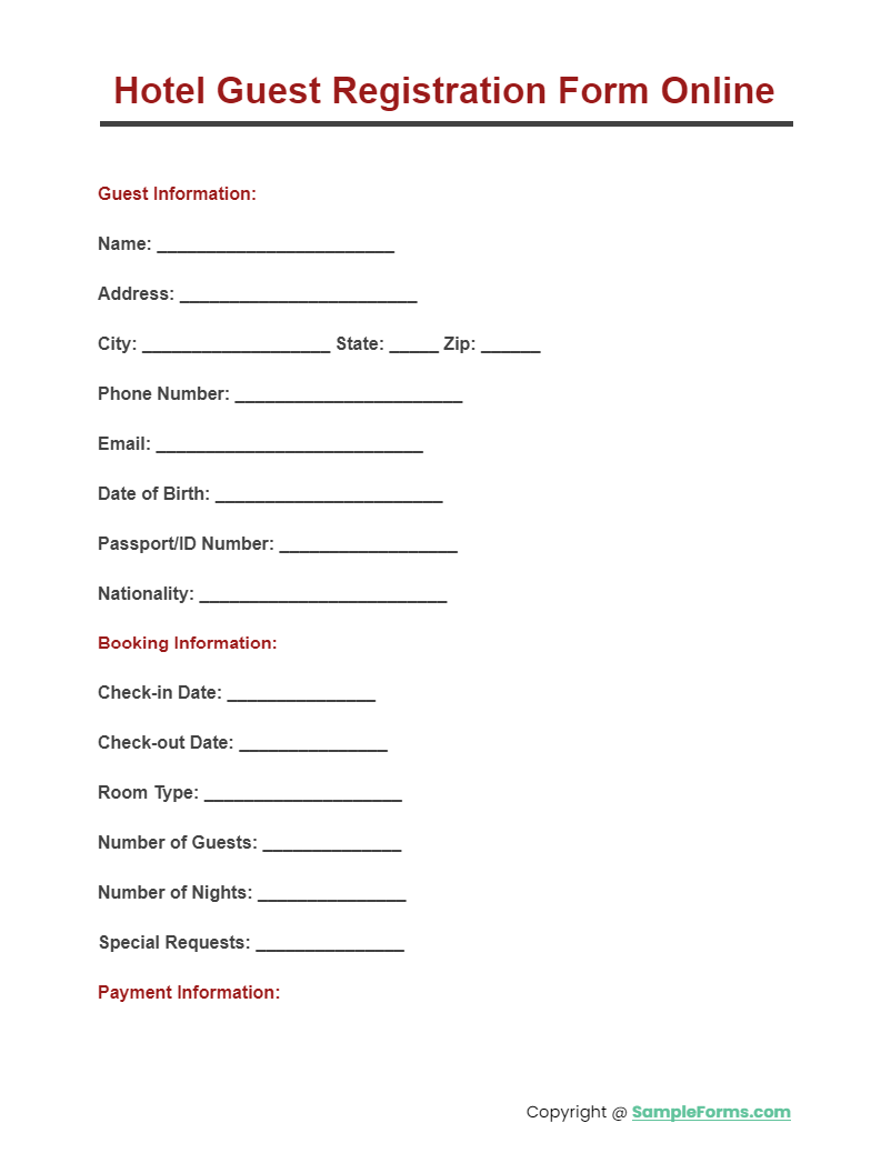 FREE 11+ Hotel Guest Registration Form Samples, PDF, MS Word, Google ...