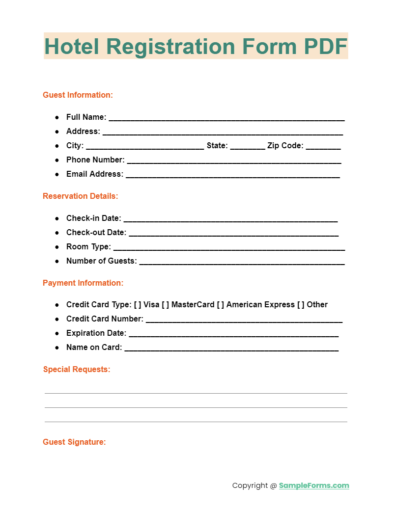 hotel registration form pdf