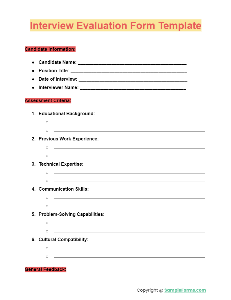 interview evaluation form template