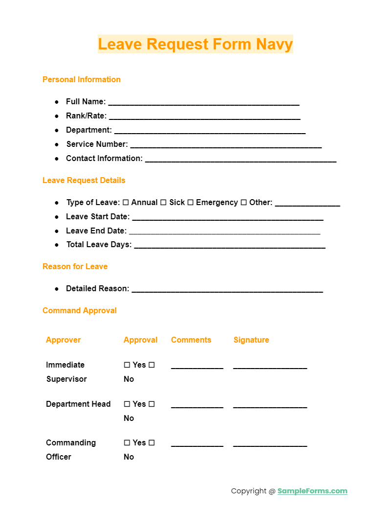 leave request form navy