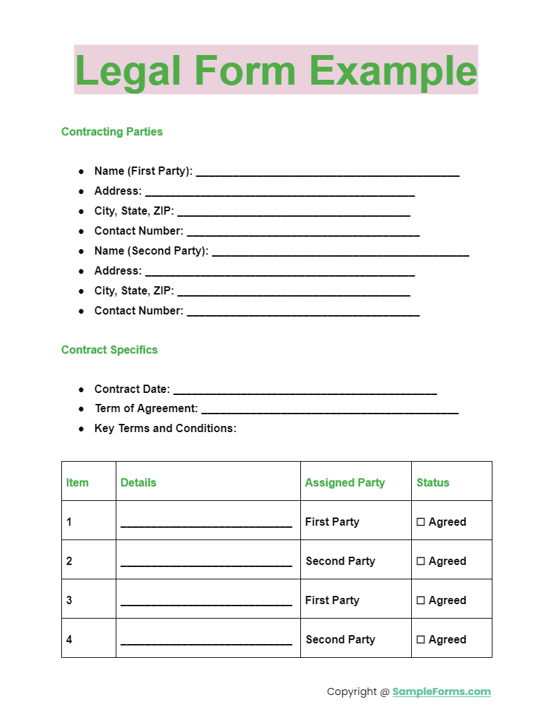 FREE 22+ Legal Form Samples, PDF, MS Word, Google Docs, Excel