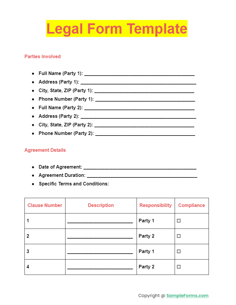 legal form template