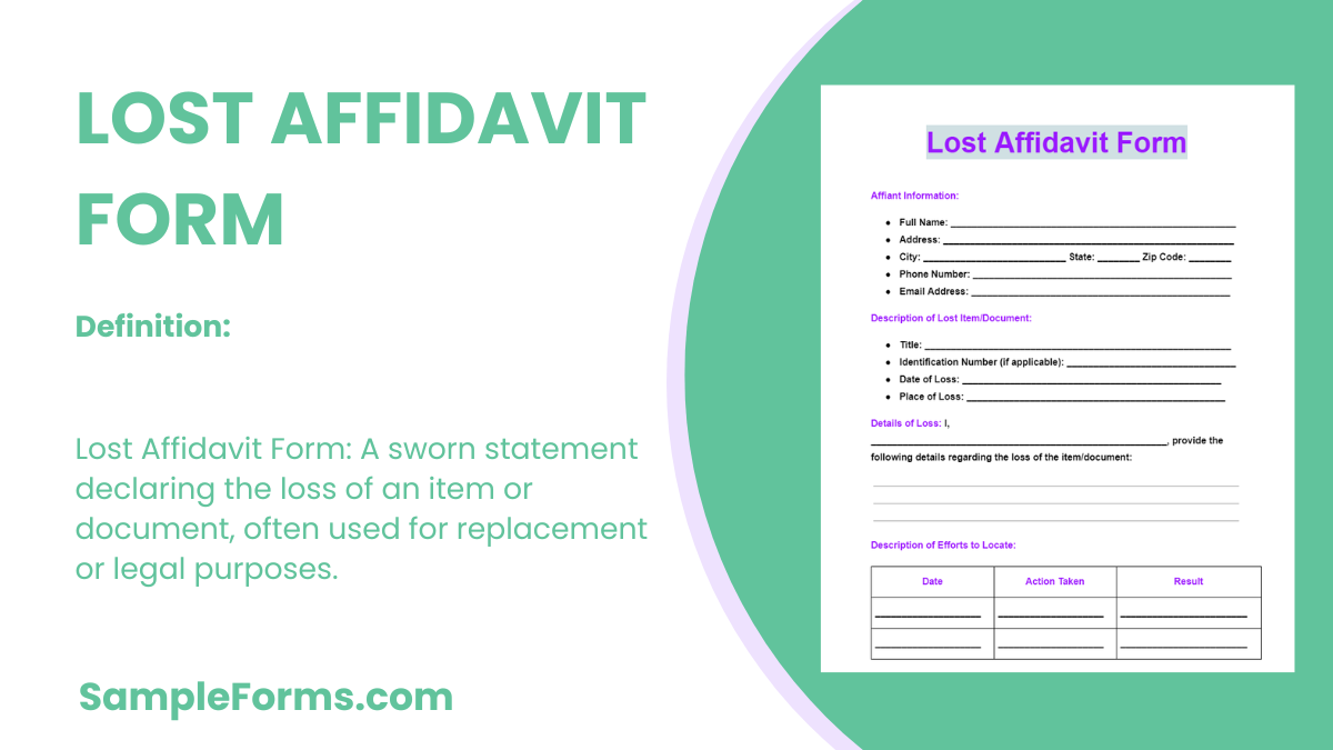 lost affidavit form