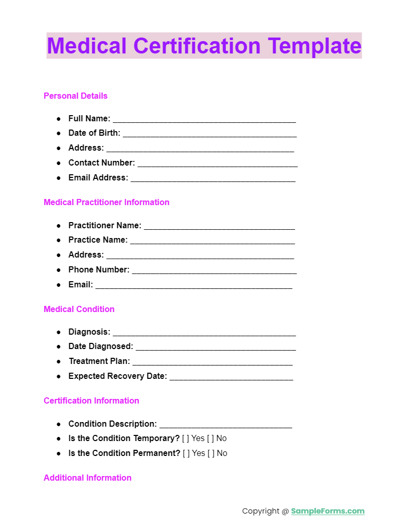 medical certification template