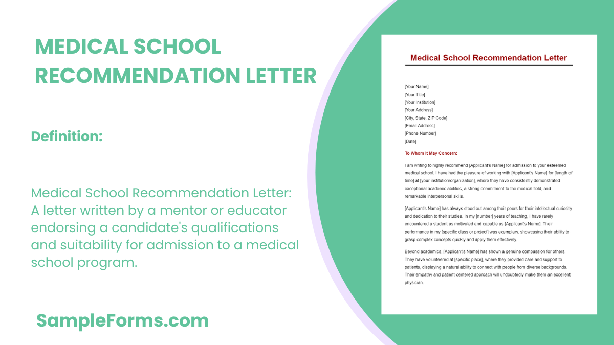 medical school recommendation letter