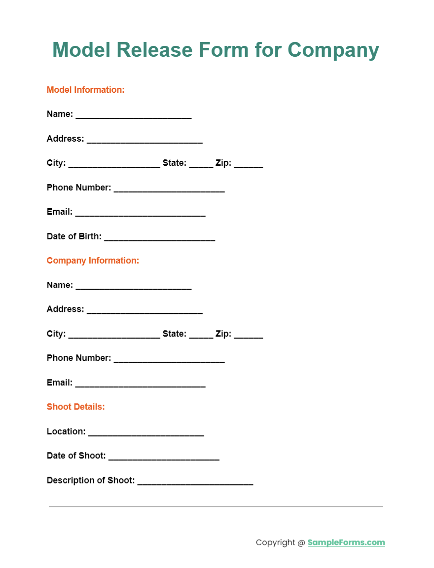 model release form for company