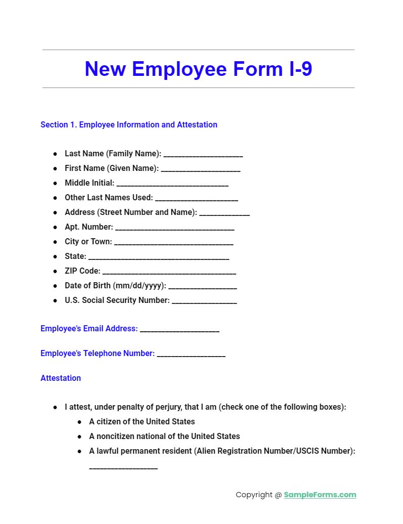 new employee form i 9