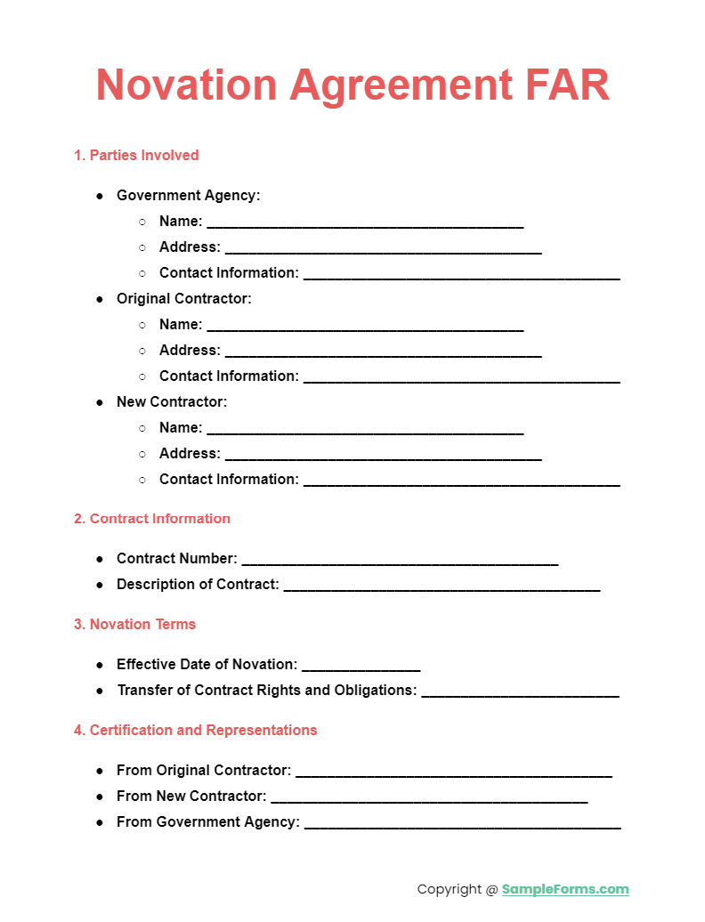 novation agreement far