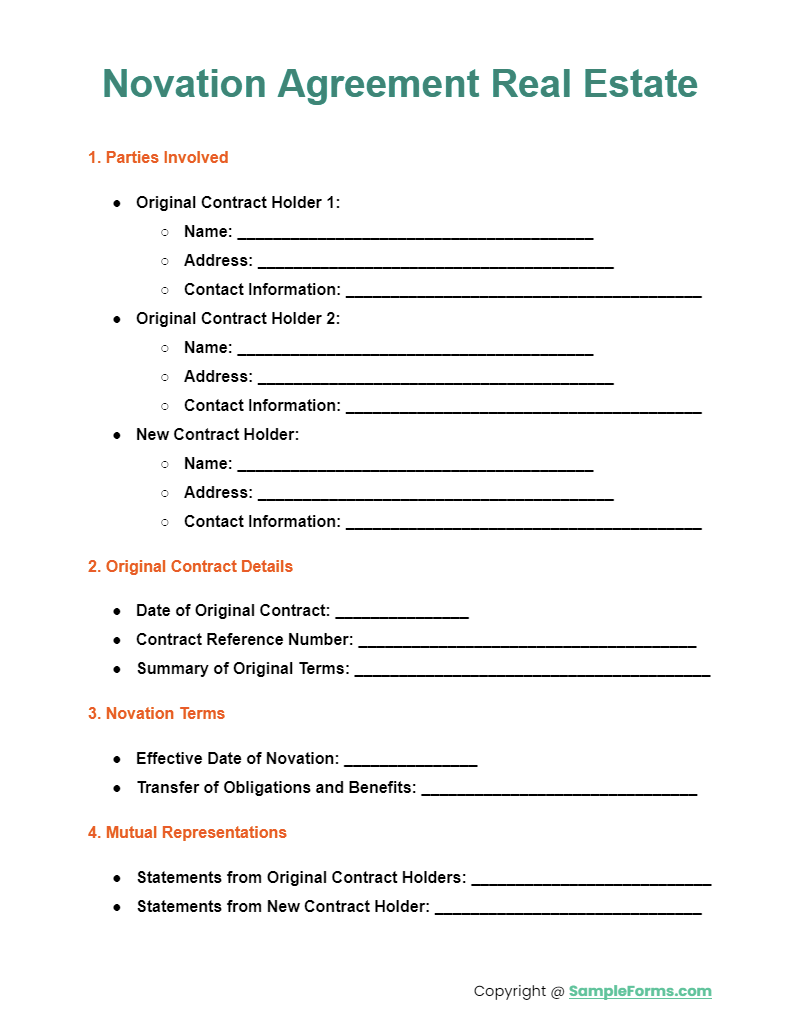 novation agreement real estate