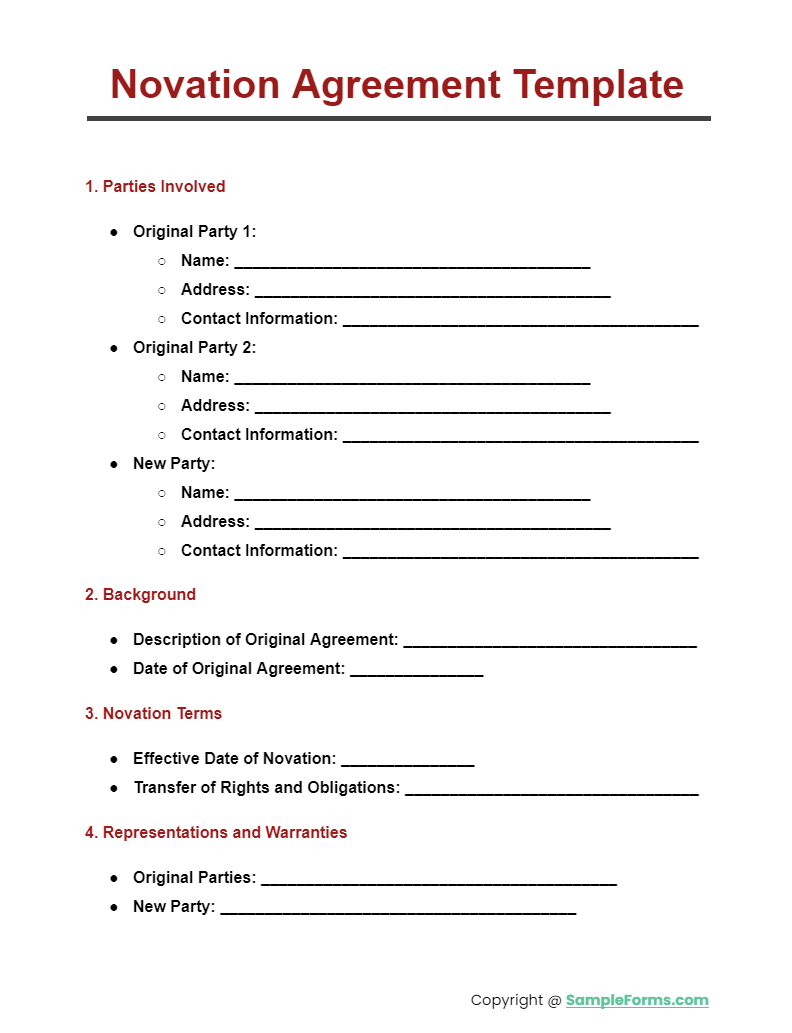 novation agreement template