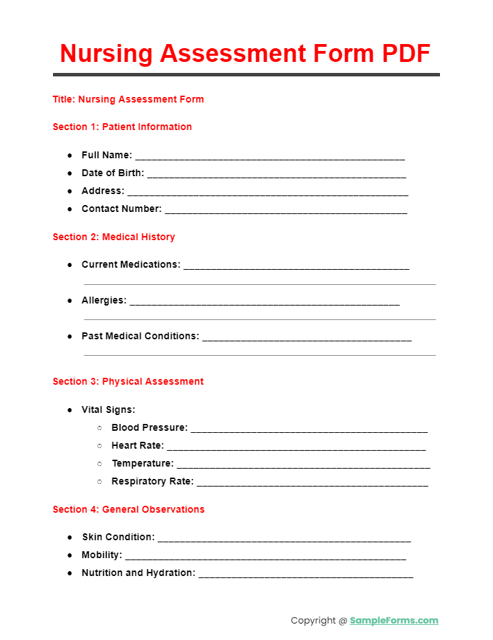 nursing assessment form pdf