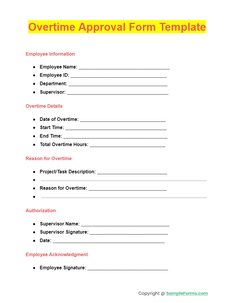 overtime approval form template