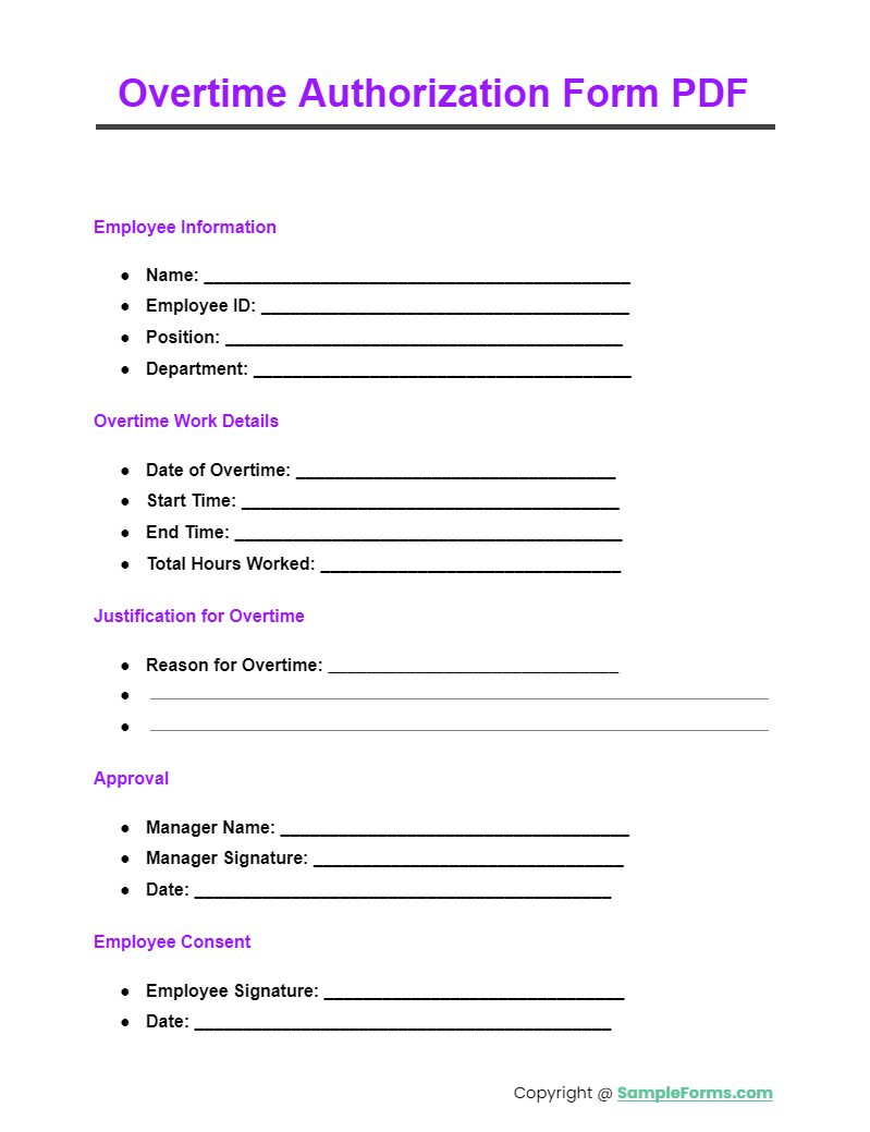 overtime authorization form pdf