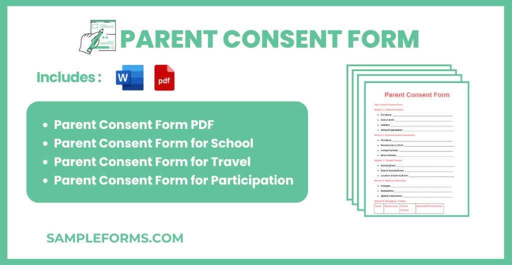FREE 14+ Parent Consent Form Samples, PDF, MS Word, Google Docs, Excel