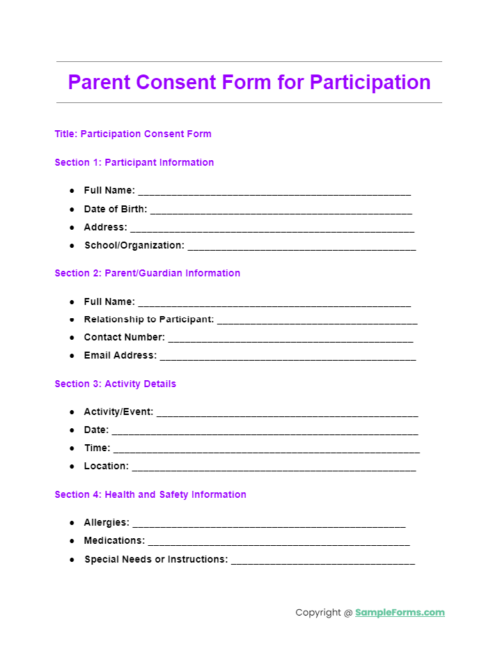 parent consent form for participation