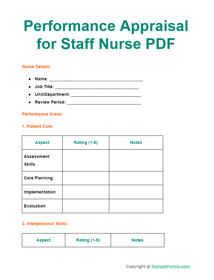 performance appraisal for staff nurse pdf