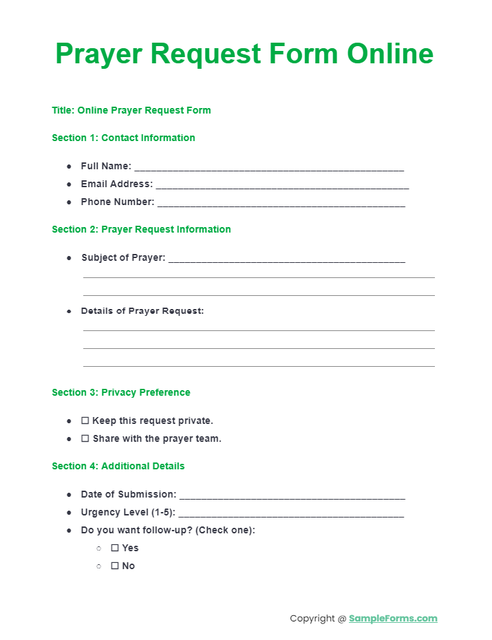 FREE 14+ Prayer Request Form Samples, PDF, MS Word, Google Docs