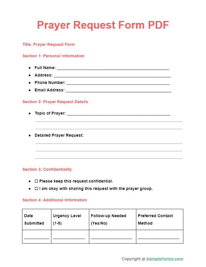 prayer request form pdf