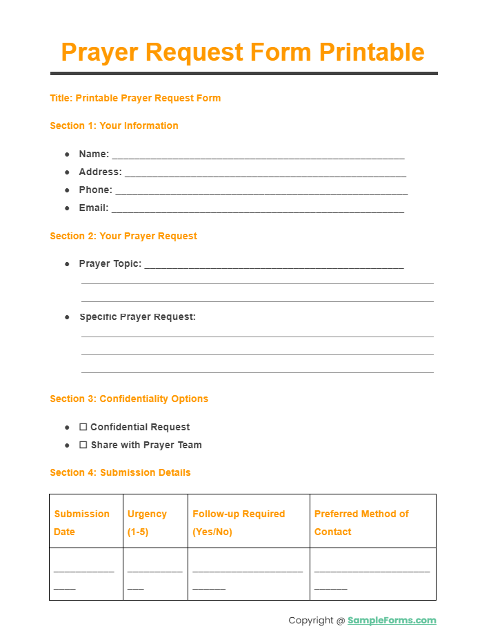 FREE 14+ Prayer Request Form Samples, PDF, MS Word, Google Docs