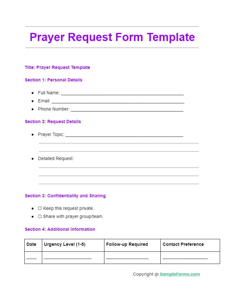 FREE 14+ Prayer Request Form Samples, PDF, MS Word, Google Docs