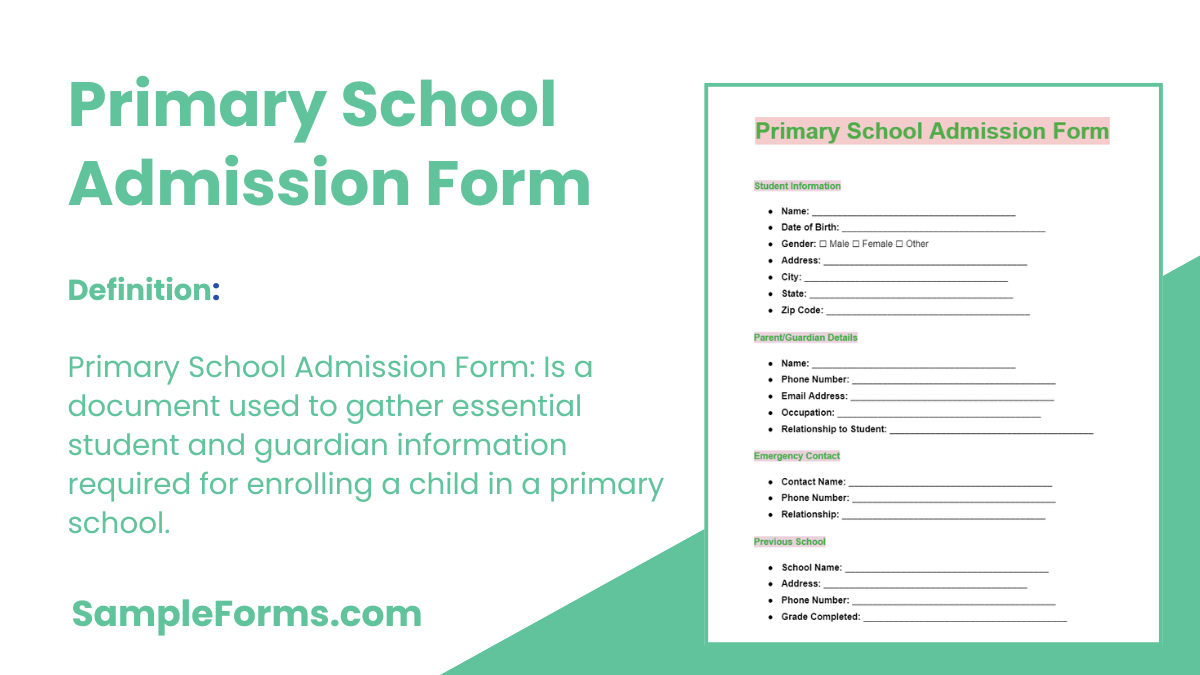 primary school admission form