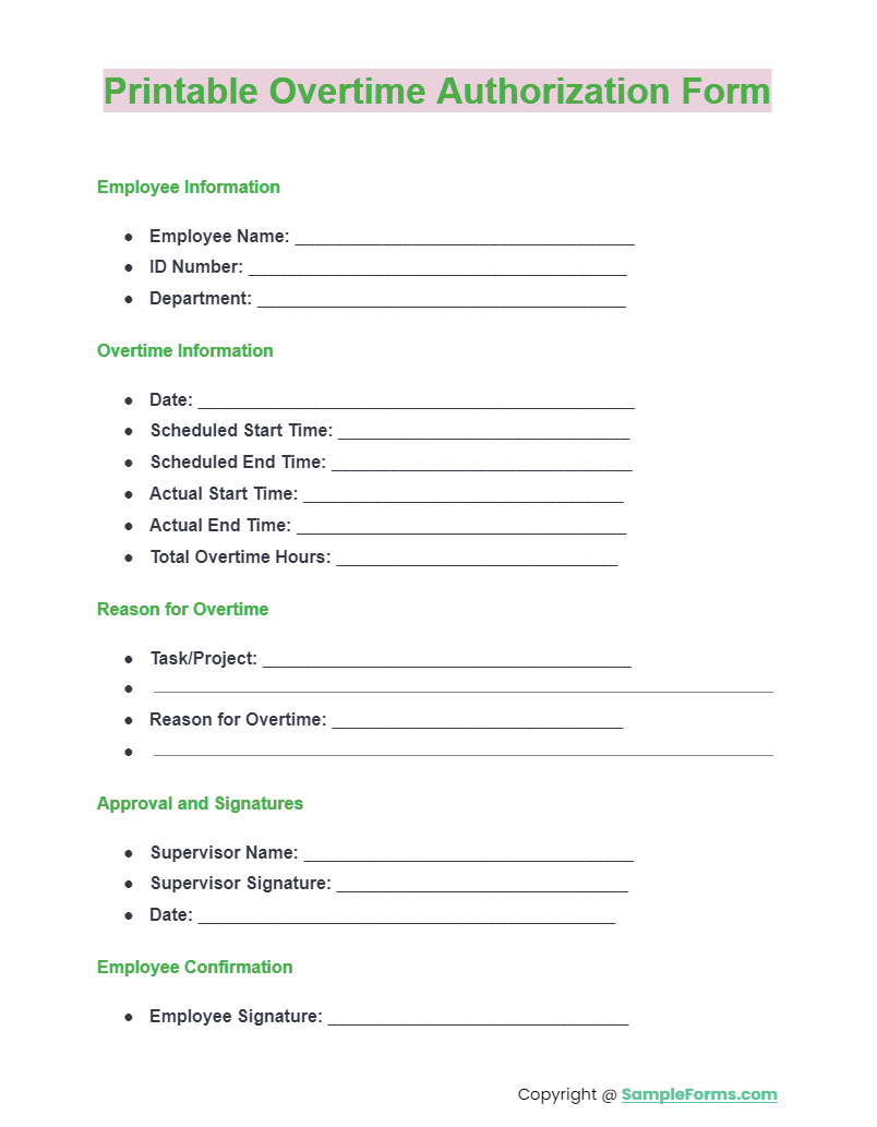 printable overtime authorization form