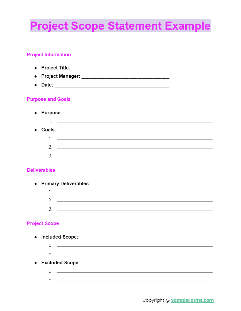 project scope statement example