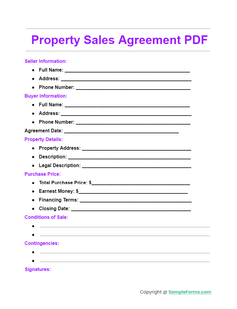property sales agreement pdf