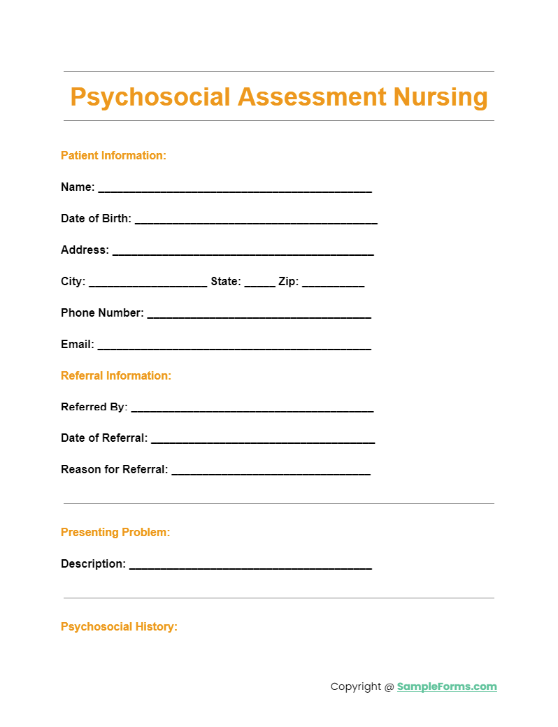 psychosocial assessment nursing