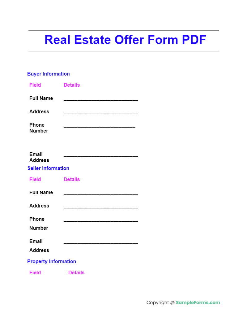 real estate offer form pdf