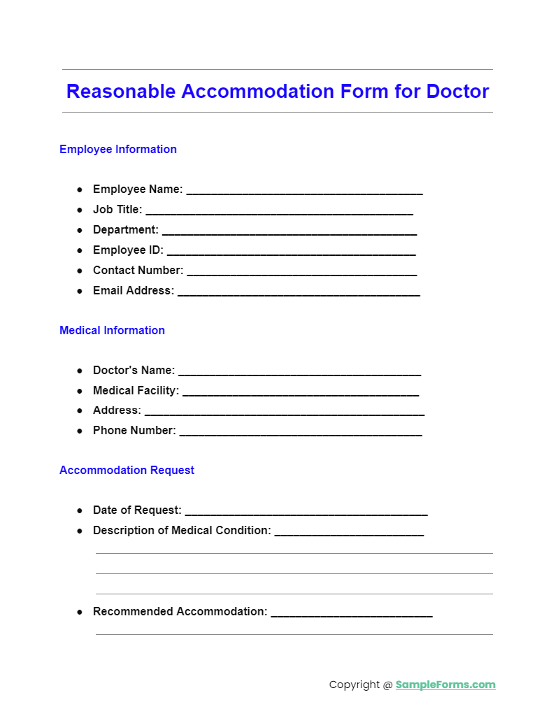 reasonable accommodation form for doctor