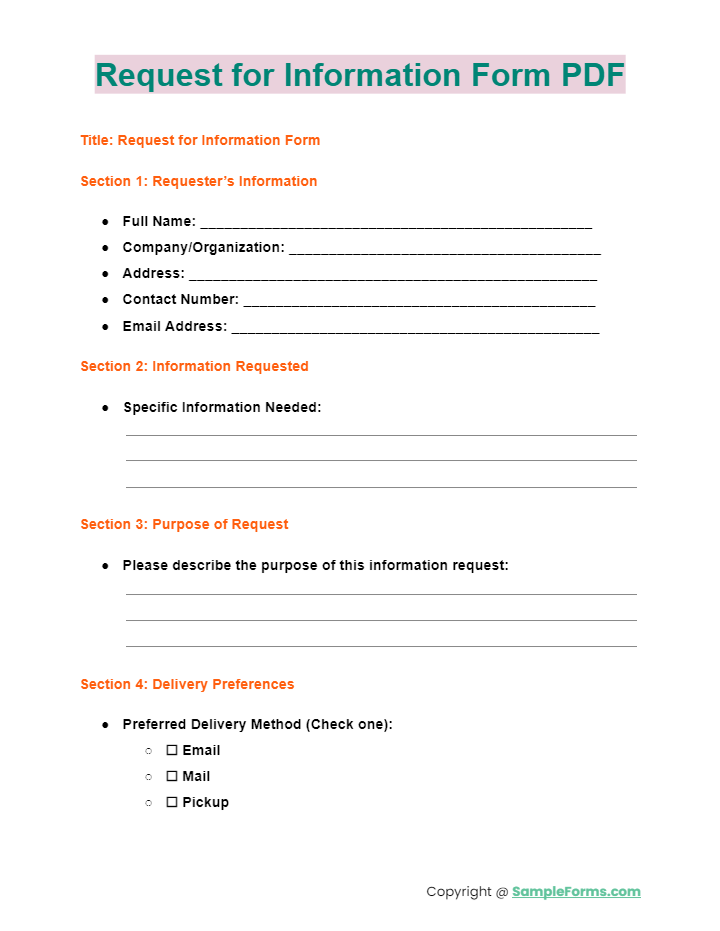 request for information form pdf