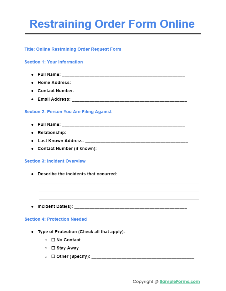 FREE 12+ Restraining Order Form Samples, PDF, MS Word, Google Docs