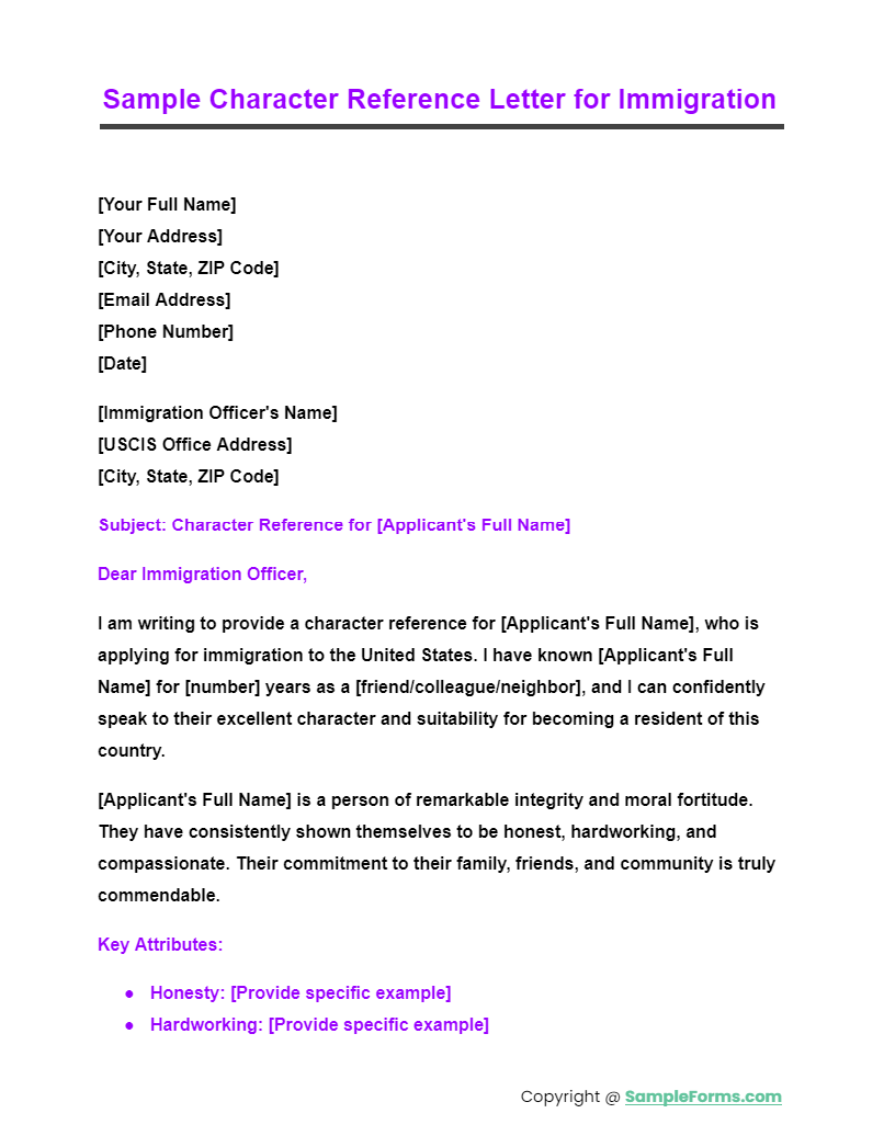 sample character reference letter for immigration