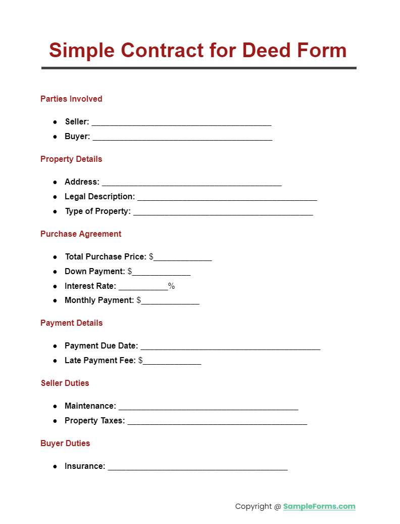 simple contract for deed form