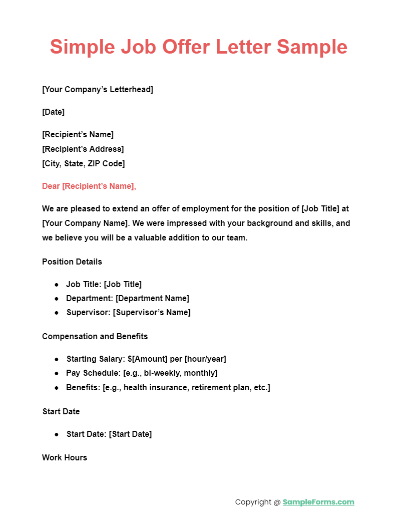 FREE 12+ Job Offer Letter Samples, PDF, MS Word, Google Docs