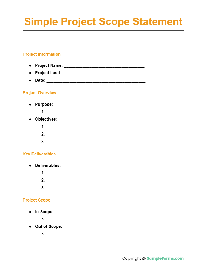 simple project scope statement