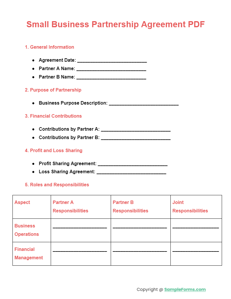 small business partnership agreement pdf