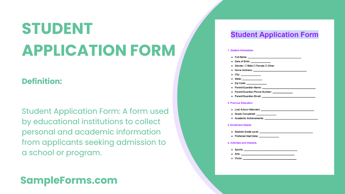 student application form