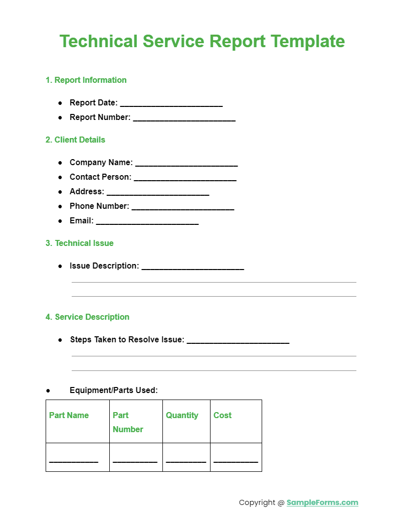 technical service report template