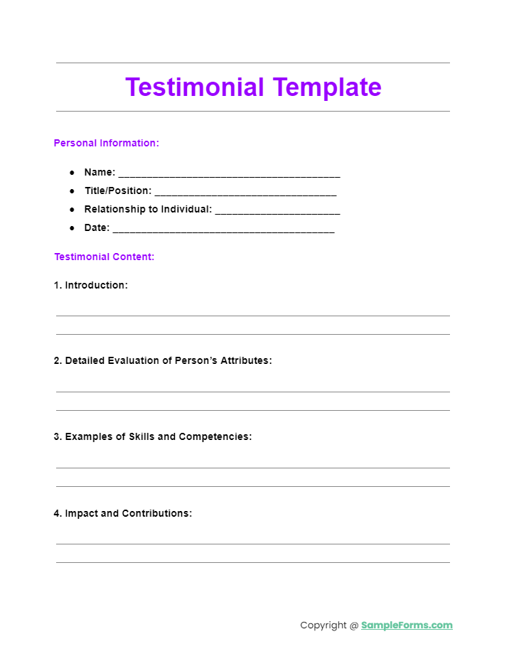 testimonial template