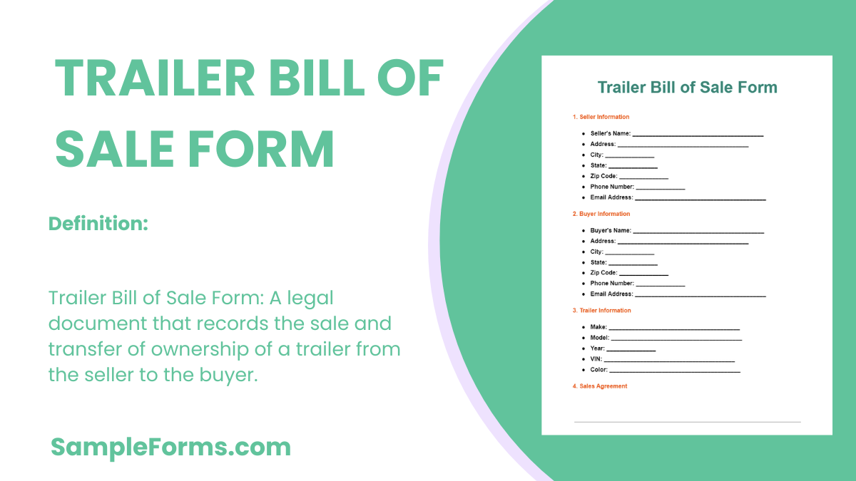 trailer bill of sale form