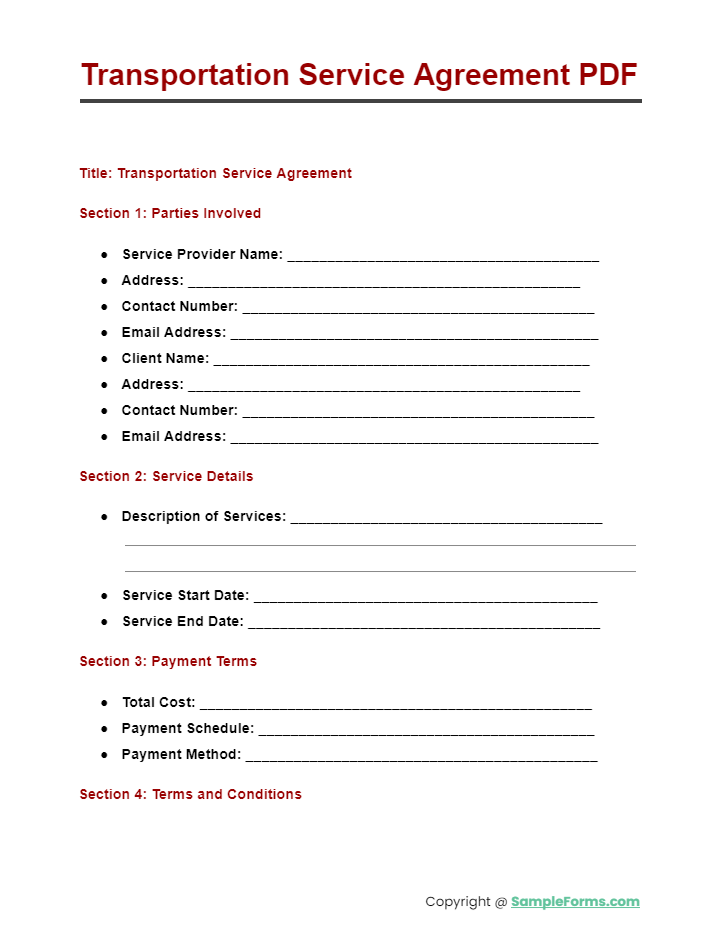 transportation service agreement pdf