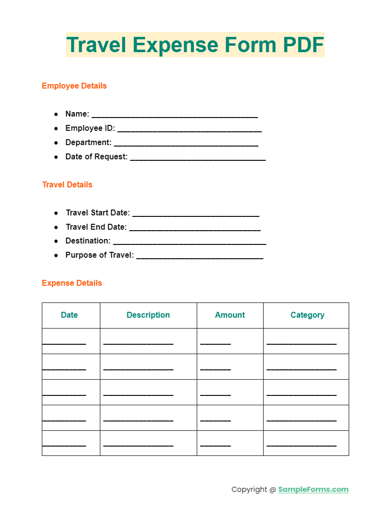 travel expense form pdf