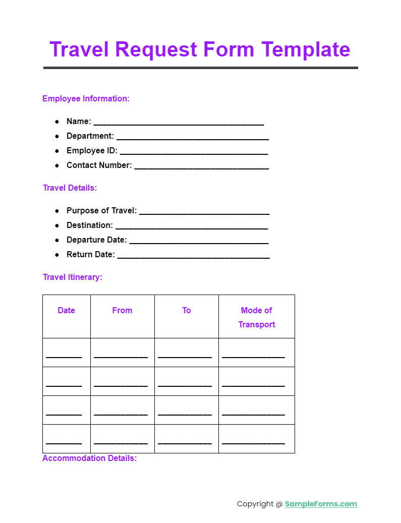 travel request form template